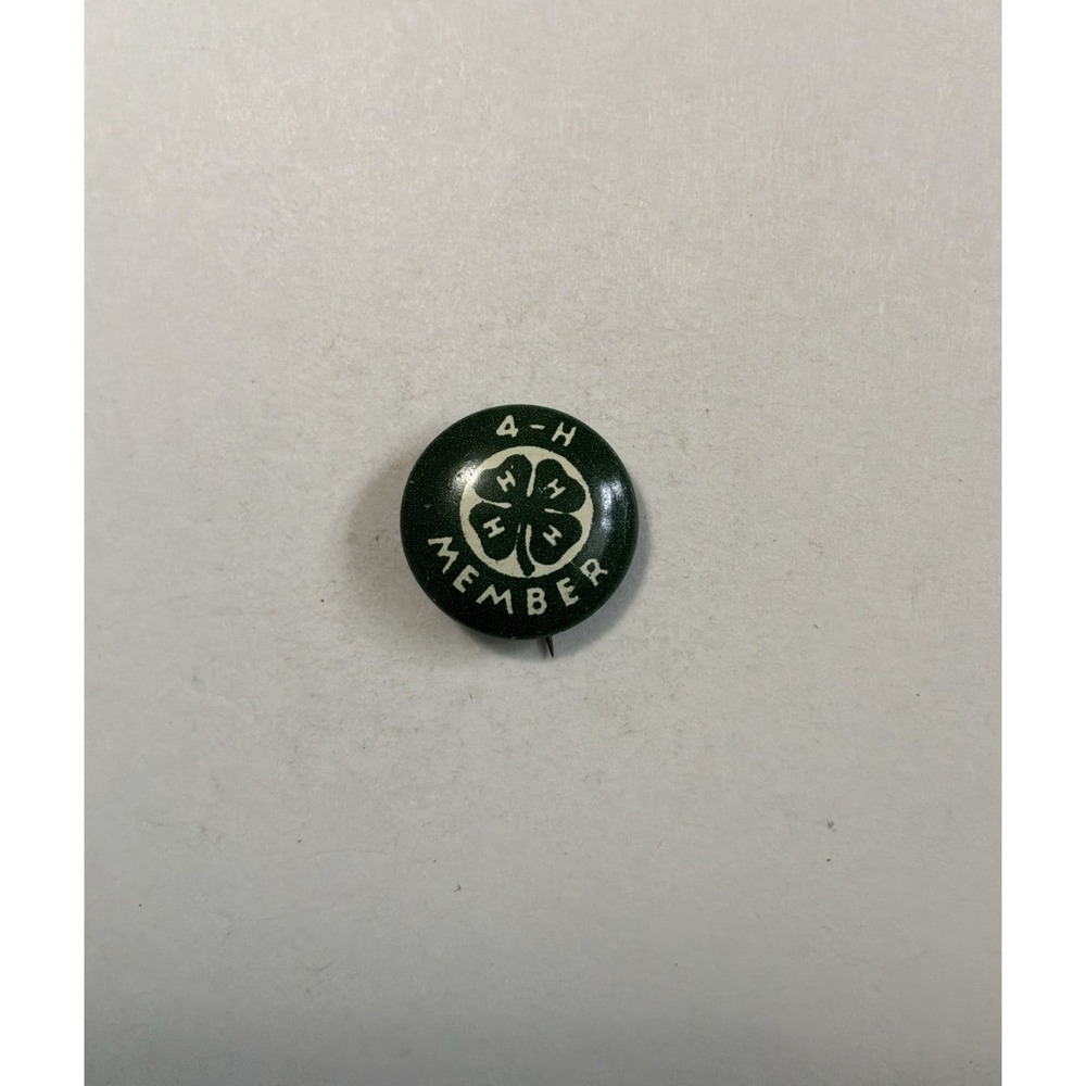 4H Member Pinback Lapel Pin Vtg